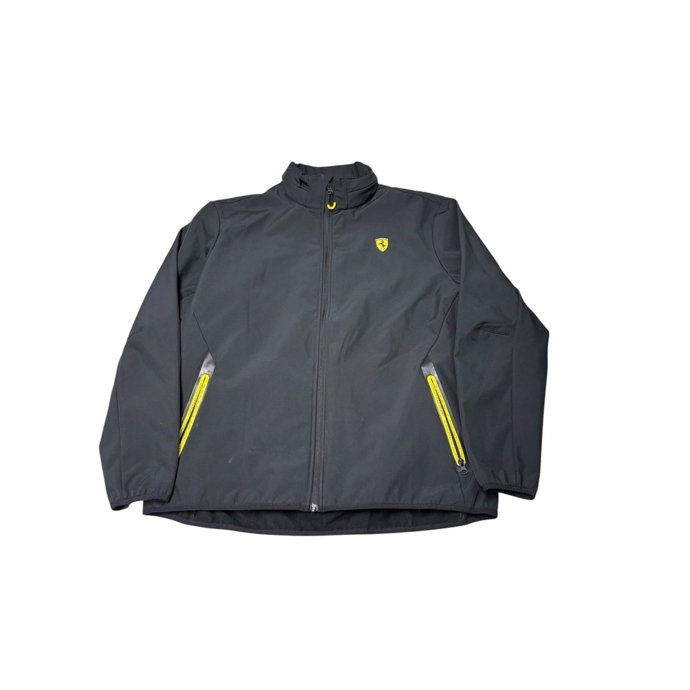 Scuderia Ferrari Mens XL Black Softshell Racing Jacket Full Zip Fleece Lined